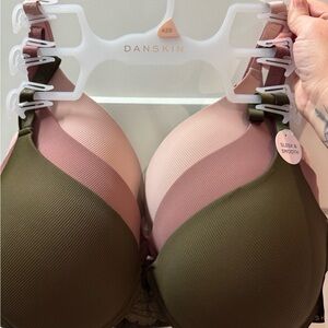 Danskin Sleek Bras - Pink and Olive